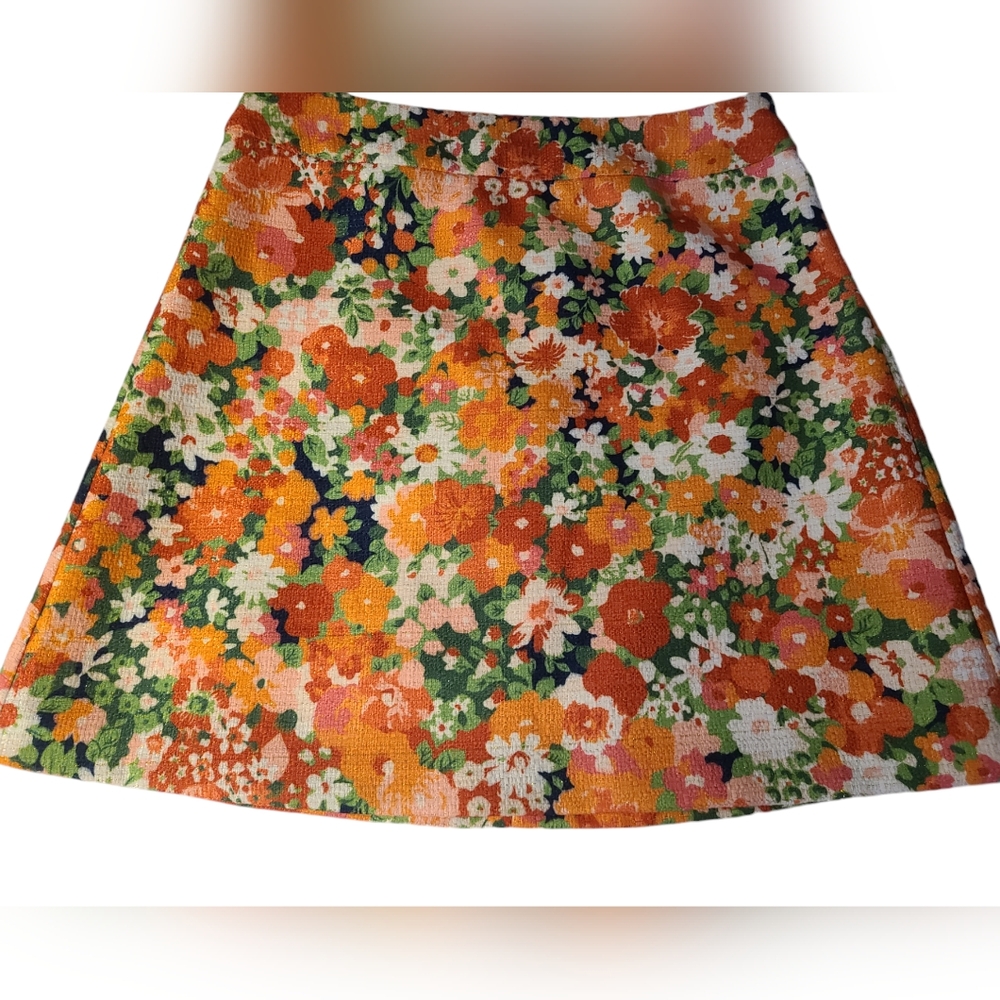 Julie Brown New York Floral Miniskirt With Goldtone Threads Dixie Size
